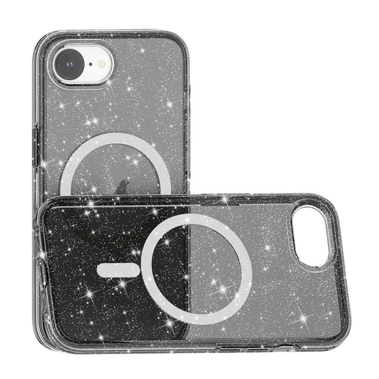 For iPhone 16e Terminator Style Glitter Powder MagSafe Magnetic Phone Case(Black) - iPhone 16e Cases by buy2fix | Online Shopping UK | buy2fix