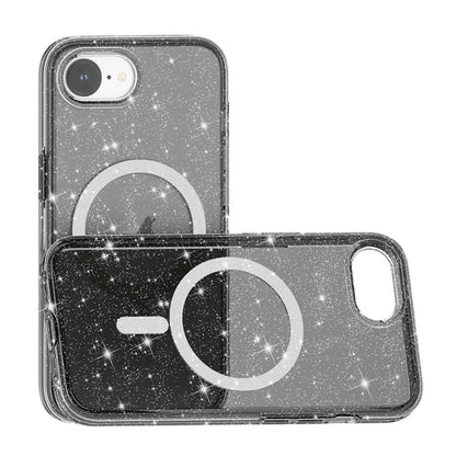 For iPhone 16e Terminator Style Glitter Powder MagSafe Magnetic Phone Case(Black) - iPhone 16e Cases by buy2fix | Online Shopping UK | buy2fix