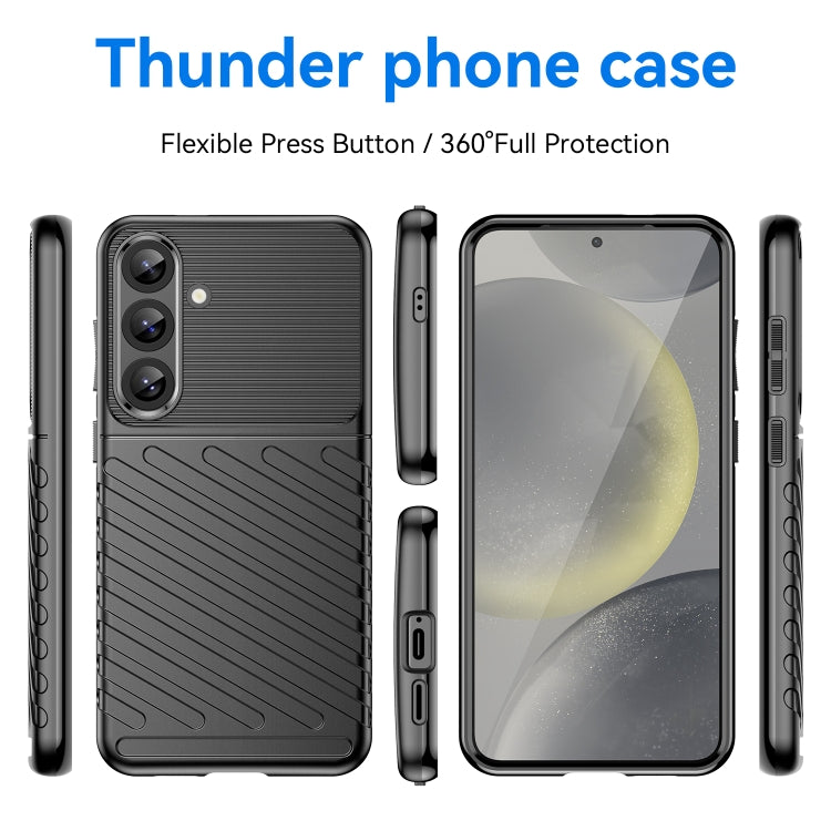 For Samsung Galaxy S25+ 5G Thunderbolt Shockproof TPU Phone Case(Black) by buy2fix