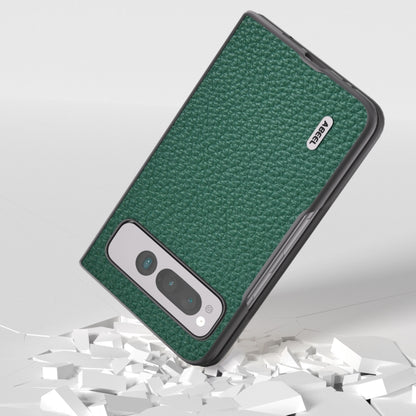 For Google Pixel Fold ABEEL Genuine Leather Litchi Texture Phone Case(Green) by buy2fix