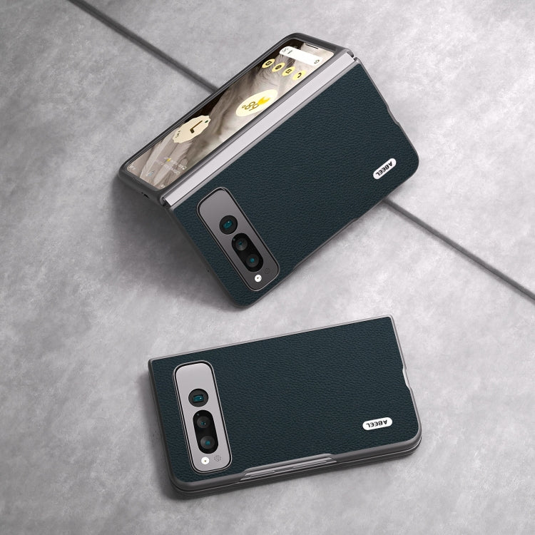 For Google Pixel Fold ABEEL Genuine Leather + PC Litchi Texture Phone Case(Green) by buy2fix