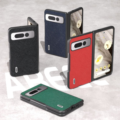 For Google Pixel Fold ABEEL Cross Texture Genuine Leather Phone Case(Black) by buy2fix