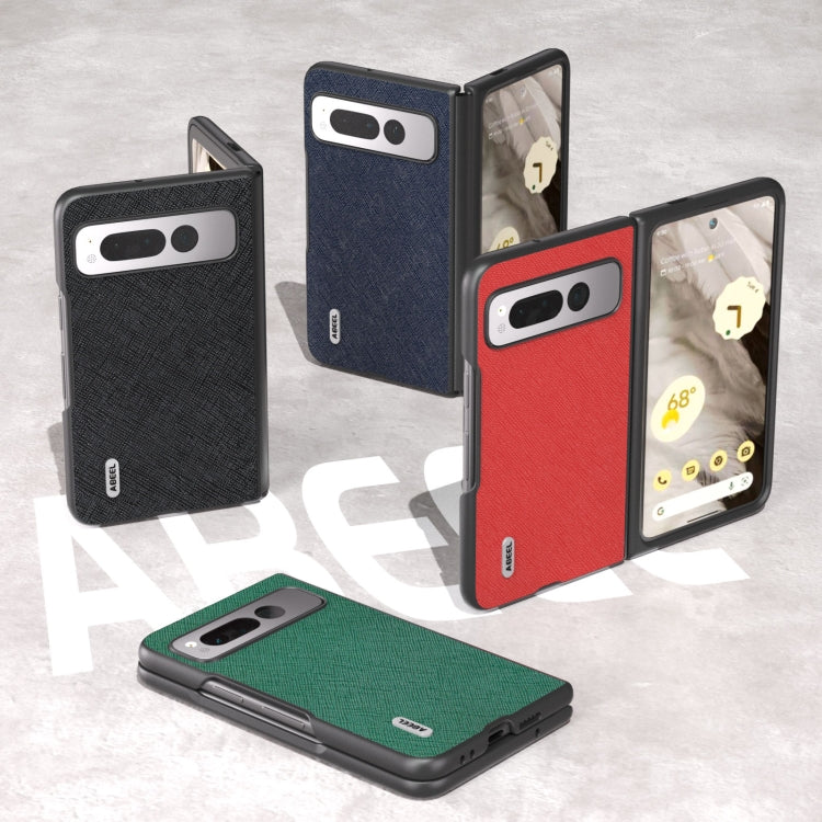 For Google Pixel Fold ABEEL Cross Texture Genuine Leather Phone Case(Red) by buy2fix