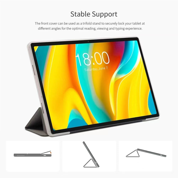 For Teclast T50 Pro 3-Fold Holder Folio Leather Tablet Smart Case(Grey) - Teclast by TECLAST | Online Shopping UK | buy2fix