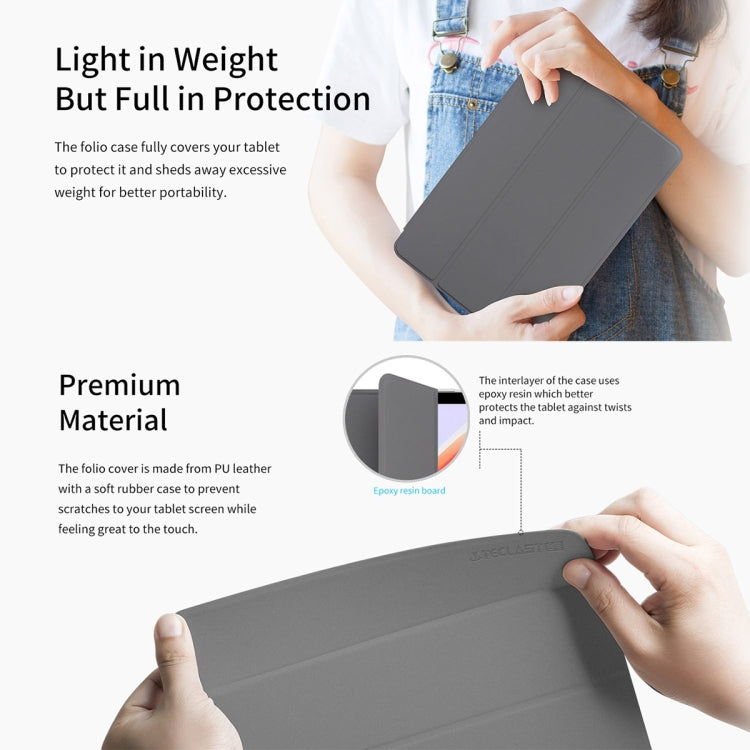 For Teclast M40 Plus 3-Fold Holder Folio Leather Tablet Smart Case(Grey) - Teclast by TECLAST | Online Shopping UK | buy2fix