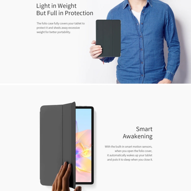 For Teclast P40 HD 3-Fold Holder Folio Leather Tablet Smart Case(Grey) - Teclast by TECLAST | Online Shopping UK | buy2fix