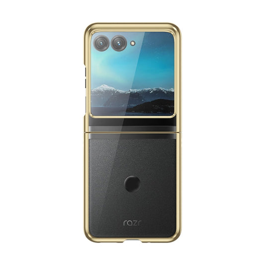 For Motorola Razr 40 Ultra Full Coverage Electroplate PC Transparent Phone Case(Gold) by buy2fix