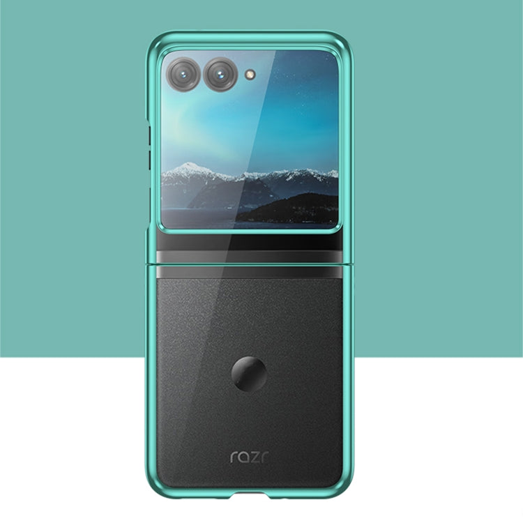For Motorola Razr 50 Full Coverage Electroplate PC Transparent Phone Case(Green) by buy2fix
