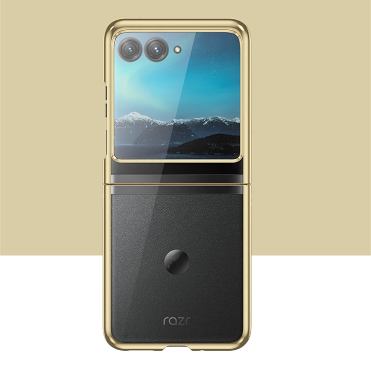 For Motorola Razr 50 Full Coverage Electroplate PC Transparent Phone Case(Gold) by buy2fix