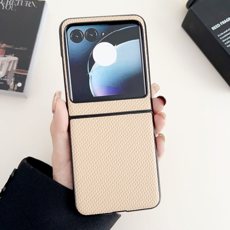 For Motorola Razr 50 Weave Texture PC Phone Case(Gold) by buy2fix