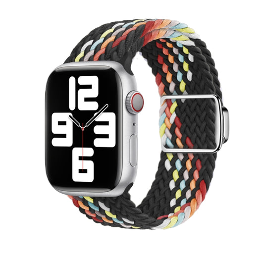 For Apple Watch Ultra 49mm Nylon Loop Magnetic Buckle Watch Band(Black Rainbow) by buy2fix