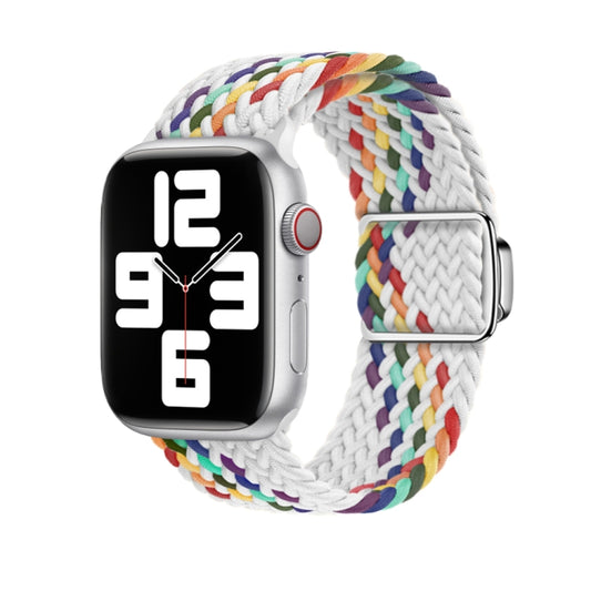 For Apple Watch Ultra 2 49mm Nylon Loop Magnetic Buckle Watch Band(White Rainbow) by buy2fix