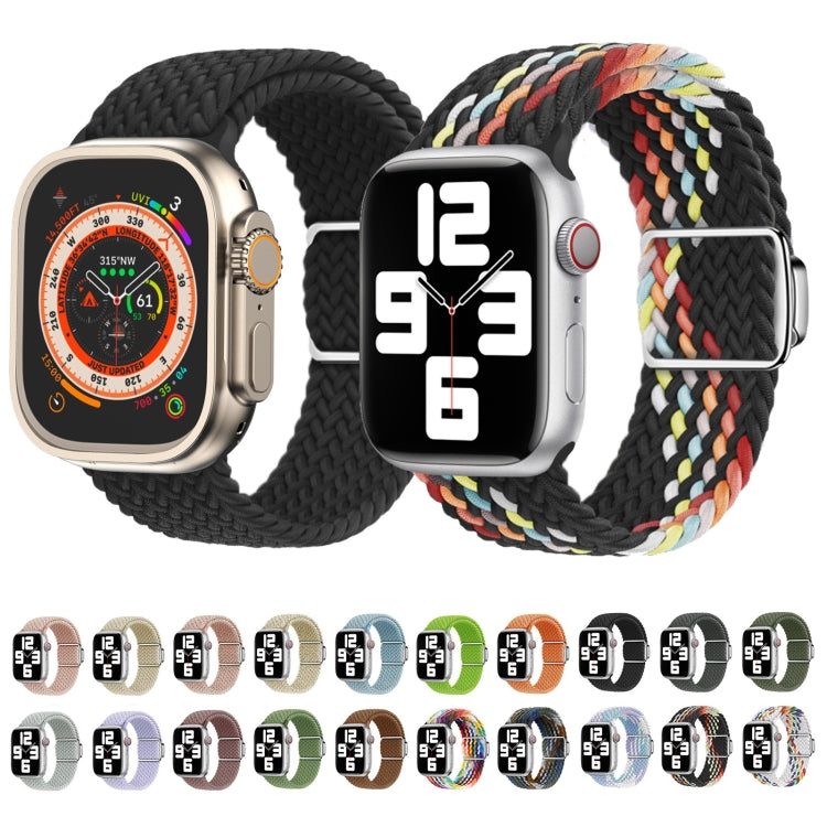 For Apple Watch Ultra 49mm Nylon Loop Magnetic Buckle Watch Band(White Rainbow) by buy2fix