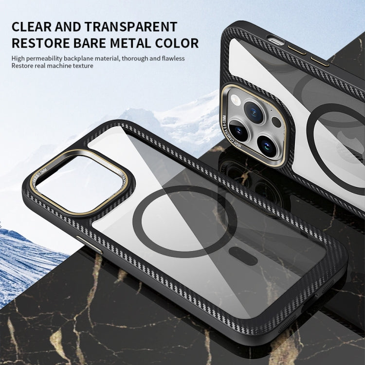 For iPhone 13 MagSafe Carbon Fiber Transparent Back Panel Phone Case(Purple) by buy2fix
