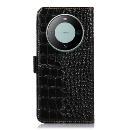 For Huawei Mate 60 Crocodile Top Layer Cowhide Leather Phone Case(Black) - Huawei Cases by buy2fix | Online Shopping UK | buy2fix