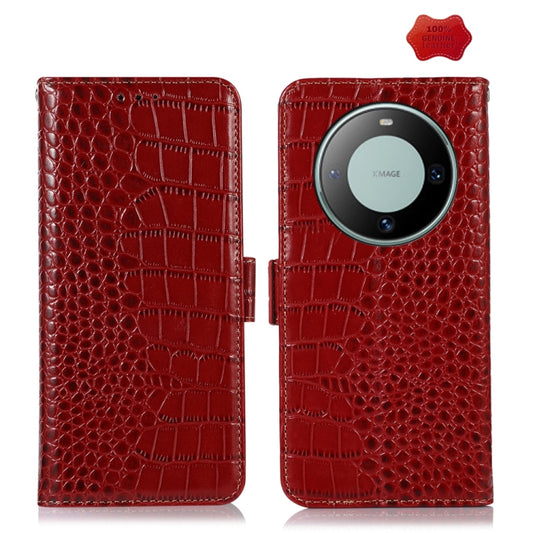 For Huawei Mate 60 Crocodile Top Layer Cowhide Leather Phone Case(Red) - Huawei Cases by buy2fix | Online Shopping UK | buy2fix