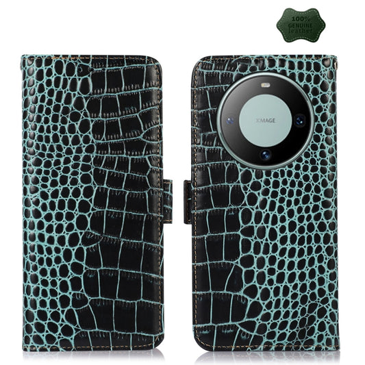 For Huawei Mate 60 Crocodile Top Layer Cowhide Leather Phone Case(Green) - Huawei Cases by buy2fix | Online Shopping UK | buy2fix