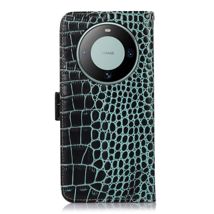 For Huawei Mate 60 Crocodile Top Layer Cowhide Leather Phone Case(Green) - Huawei Cases by buy2fix | Online Shopping UK | buy2fix