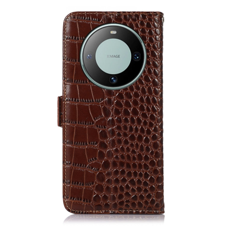 For Huawei Mate 60 Crocodile Top Layer Cowhide Leather Phone Case(Brown) - Huawei Cases by buy2fix | Online Shopping UK | buy2fix