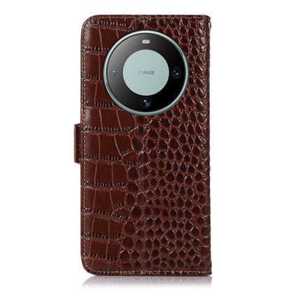 For Huawei Mate 60 Crocodile Top Layer Cowhide Leather Phone Case(Brown) - Huawei Cases by buy2fix | Online Shopping UK | buy2fix
