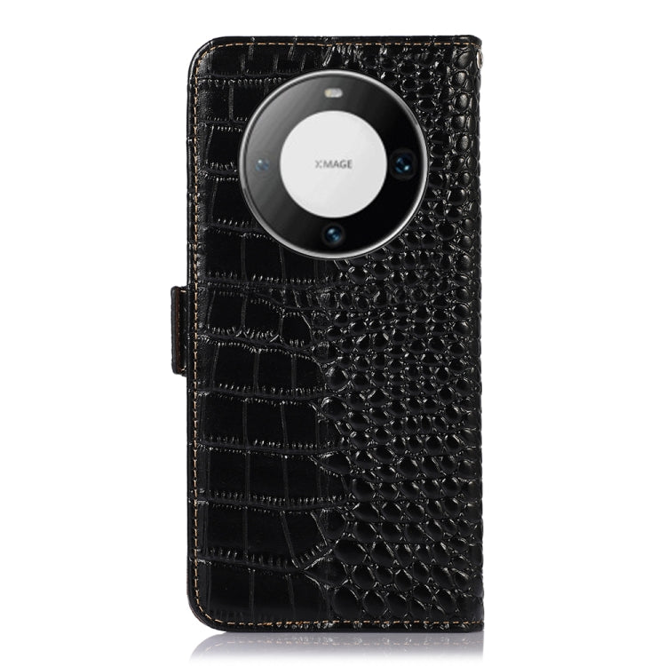 For Huawei Mate 60 Pro Crocodile Top Layer Cowhide Leather Phone Case(Black) - Huawei Cases by buy2fix | Online Shopping UK | buy2fix
