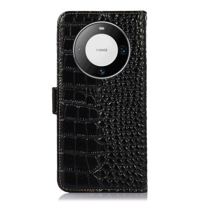 For Huawei Mate 60 Pro Crocodile Top Layer Cowhide Leather Phone Case(Black) - Huawei Cases by buy2fix | Online Shopping UK | buy2fix