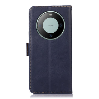 For Huawei Mate 60 Crazy Horse Top Layer Cowhide Leather Phone Case(Blue) - Huawei Cases by buy2fix | Online Shopping UK | buy2fix