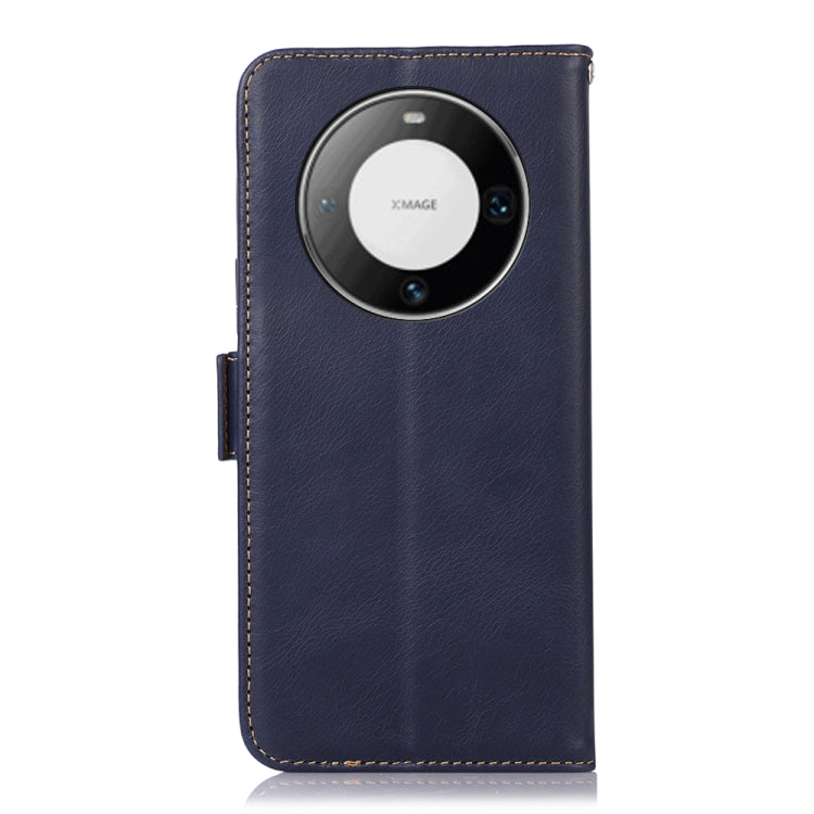 For Huawei Mate 60 Pro Crazy Horse Top Layer Cowhide Leather Phone Case(Blue) - Huawei Cases by buy2fix | Online Shopping UK | buy2fix