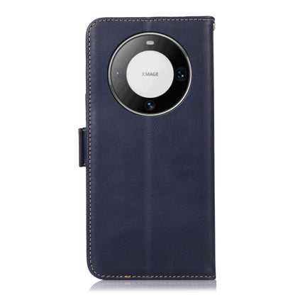 For Huawei Mate 60 Pro Crazy Horse Top Layer Cowhide Leather Phone Case(Blue) - Huawei Cases by buy2fix | Online Shopping UK | buy2fix