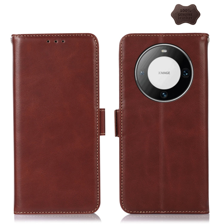 For Huawei Mate 60 Pro Crazy Horse Top Layer Cowhide Leather Phone Case(Brown) - Huawei Cases by buy2fix | Online Shopping UK | buy2fix