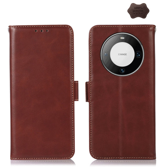 For Huawei Mate 60 Pro Crazy Horse Top Layer Cowhide Leather Phone Case(Brown) - Huawei Cases by buy2fix | Online Shopping UK | buy2fix