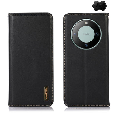 For Huawei Mate 60 KHAZNEH Nappa Top Layer Cowhide Leather Phone Case(Black) - Huawei Cases by buy2fix | Online Shopping UK | buy2fix