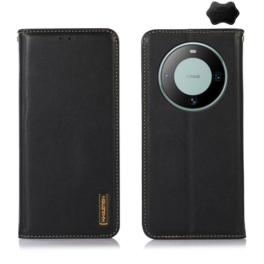 For Huawei Mate 60 KHAZNEH Nappa Top Layer Cowhide Leather Phone Case(Black) - Huawei Cases by buy2fix | Online Shopping UK | buy2fix