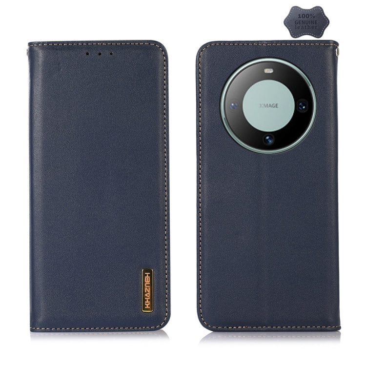 For Huawei Mate 60 KHAZNEH Nappa Top Layer Cowhide Leather Phone Case(Blue) - Huawei Cases by buy2fix | Online Shopping UK | buy2fix