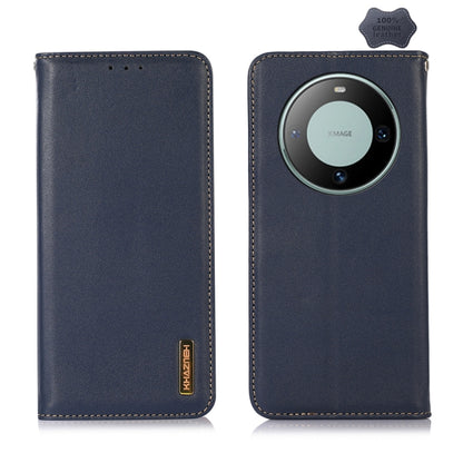 For Huawei Mate 60 KHAZNEH Nappa Top Layer Cowhide Leather Phone Case(Blue) - Huawei Cases by buy2fix | Online Shopping UK | buy2fix