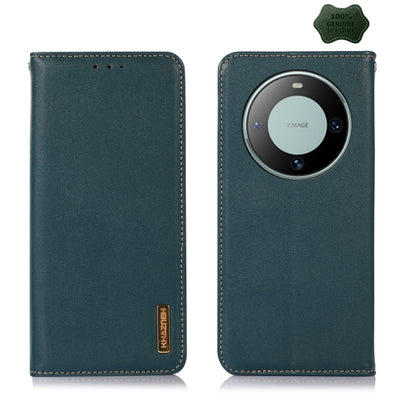 For Huawei Mate 60 KHAZNEH Nappa Top Layer Cowhide Leather Phone Case(Green) - Huawei Cases by buy2fix | Online Shopping UK | buy2fix