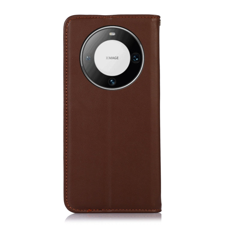For Huawei Mate 60 Pro KHAZNEH Nappa Top Layer Cowhide Leather Phone Case(Brown) - Huawei Cases by buy2fix | Online Shopping UK | buy2fix