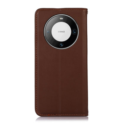 For Huawei Mate 60 Pro KHAZNEH Nappa Top Layer Cowhide Leather Phone Case(Brown) - Huawei Cases by buy2fix | Online Shopping UK | buy2fix