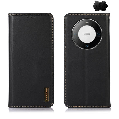 For Huawei Mate 60 Pro KHAZNEH Nappa Top Layer Cowhide Leather Phone Case(Black) - Huawei Cases by buy2fix | Online Shopping UK | buy2fix