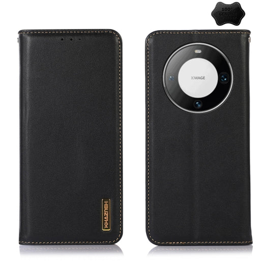 For Huawei Mate 60 Pro KHAZNEH Nappa Top Layer Cowhide Leather Phone Case(Black) - Huawei Cases by buy2fix | Online Shopping UK | buy2fix