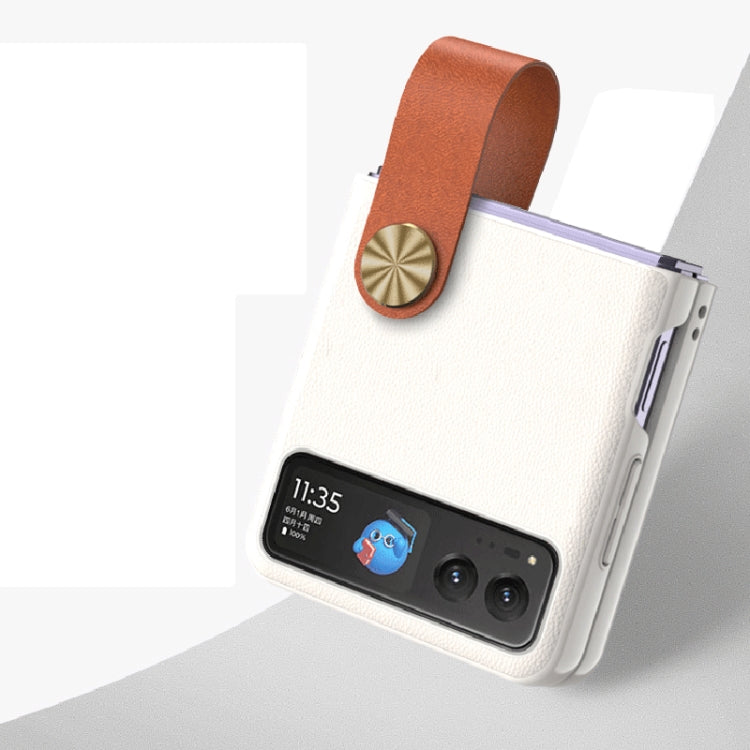 For Motorola Razr 40 Ultra Hand Strap Type Leather Phone Case(Rose Gold) by buy2fix