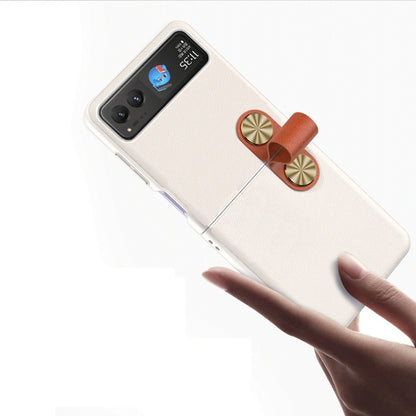 For Motorola Razr 40 Ultra Hand Strap Type Leather Phone Case(White) by buy2fix