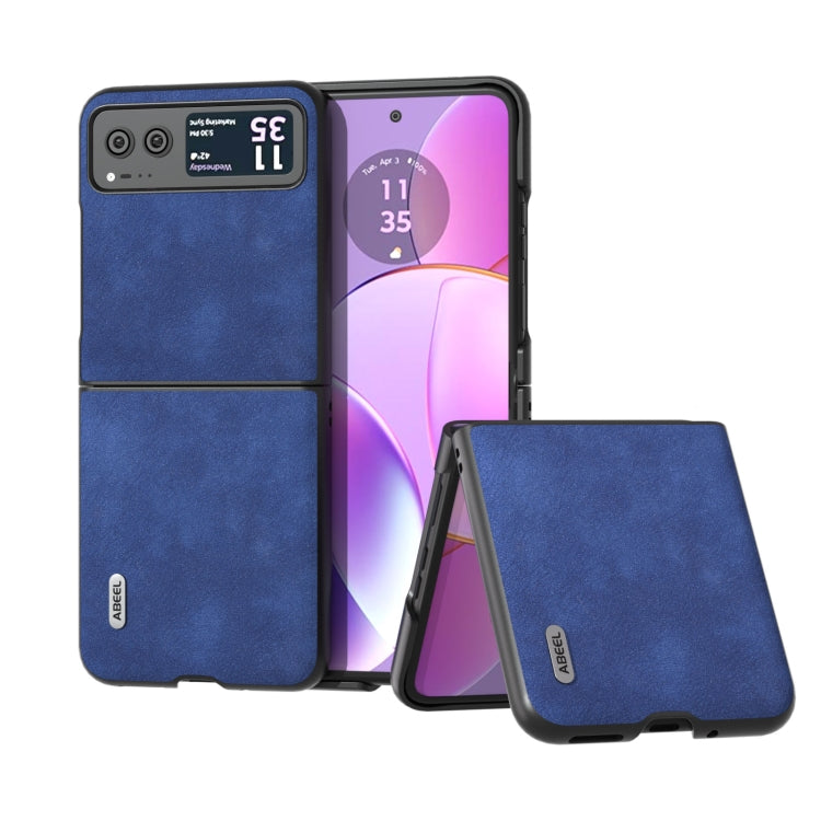 For Motorola Razr 40 ABEEL Morocco Texture PU Phone Case(Blue) - Motorola Cases by buy2fix | Online Shopping UK | buy2fix