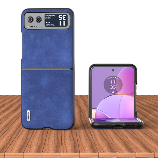 For Motorola Razr 40 ABEEL Morocco Texture PU Phone Case(Blue) - Motorola Cases by buy2fix | Online Shopping UK | buy2fix