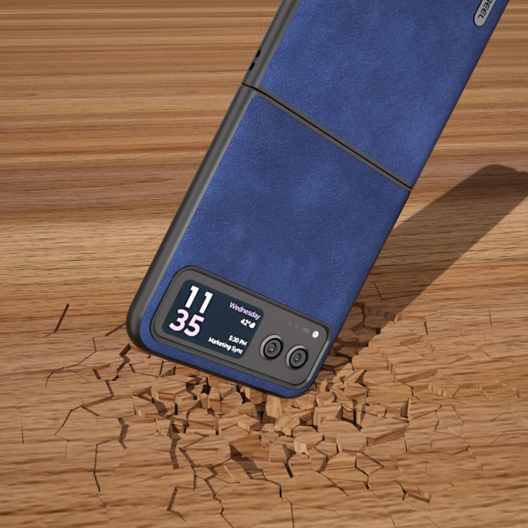 For Motorola Razr 40 ABEEL Morocco Texture PU Phone Case(Blue) - Motorola Cases by buy2fix | Online Shopping UK | buy2fix