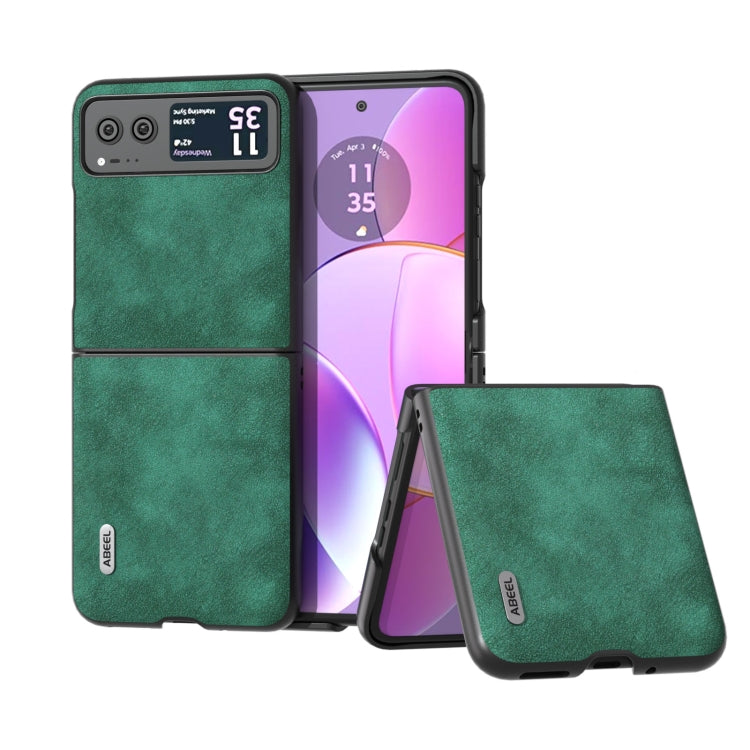 For Motorola Razr 40 ABEEL Morocco Texture PU Phone Case(Green) - Motorola Cases by buy2fix | Online Shopping UK | buy2fix