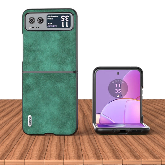 For Motorola Razr 40 ABEEL Morocco Texture PU Phone Case(Green) - Motorola Cases by buy2fix | Online Shopping UK | buy2fix