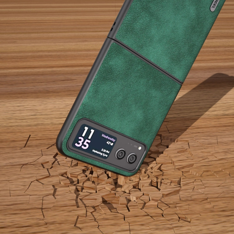 For Motorola Razr 40 ABEEL Morocco Texture PU Phone Case(Green) - Motorola Cases by buy2fix | Online Shopping UK | buy2fix