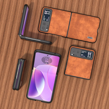 For Motorola Razr 40 ABEEL Morocco Texture PU Phone Case(Brown) - Motorola Cases by buy2fix | Online Shopping UK | buy2fix