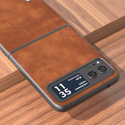 For Motorola Razr 40 ABEEL Morocco Texture PU Phone Case(Brown) - Motorola Cases by buy2fix | Online Shopping UK | buy2fix